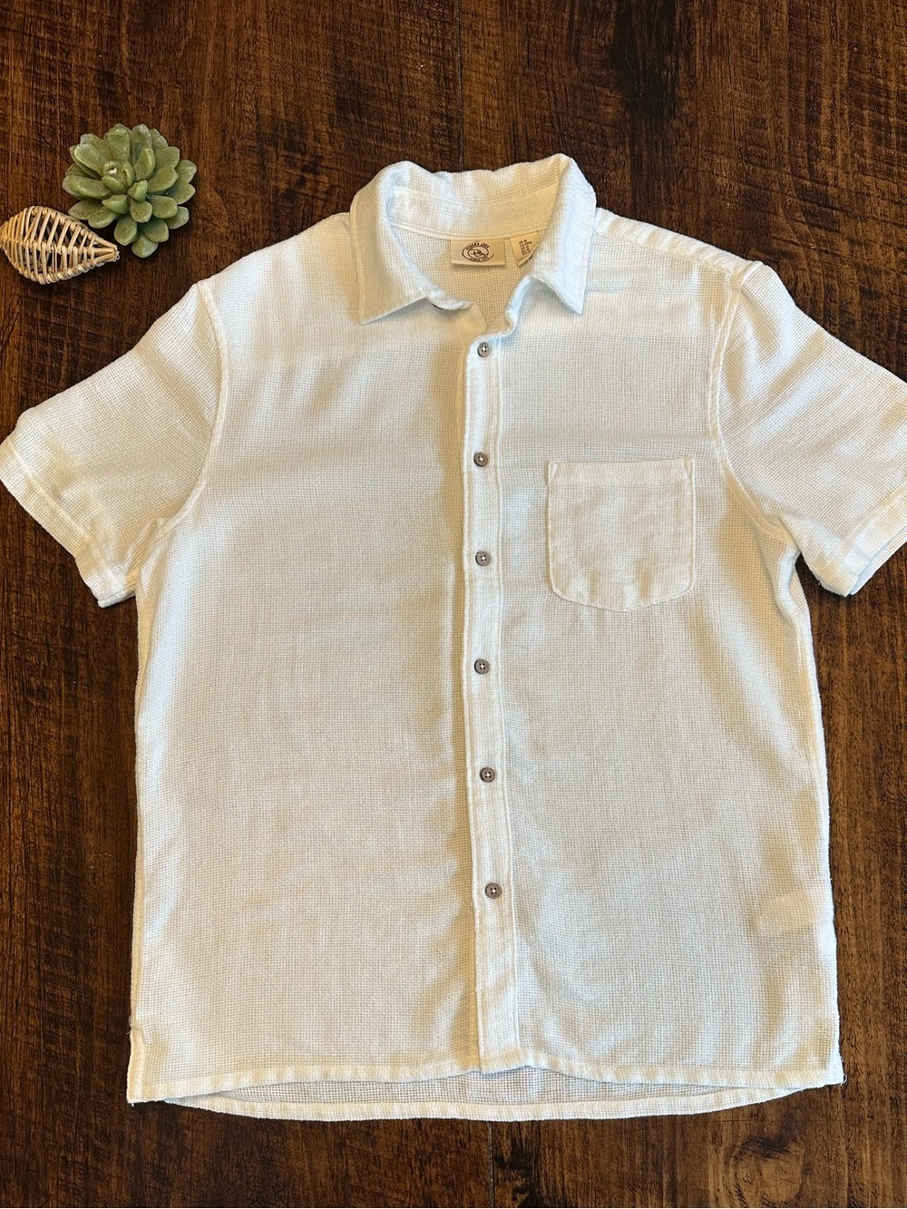 Panama Jack | Resortwear White Short Sleeve Button Down Shirt, Size M